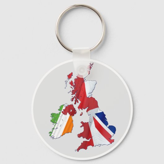 BRITISH ISLES MAP EN FLAGS KEY RING SLEUTELHANGER (Voorkant)