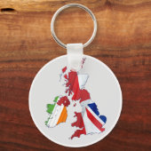 BRITISH ISLES MAP EN FLAGS KEY RING SLEUTELHANGER (Voorkant)