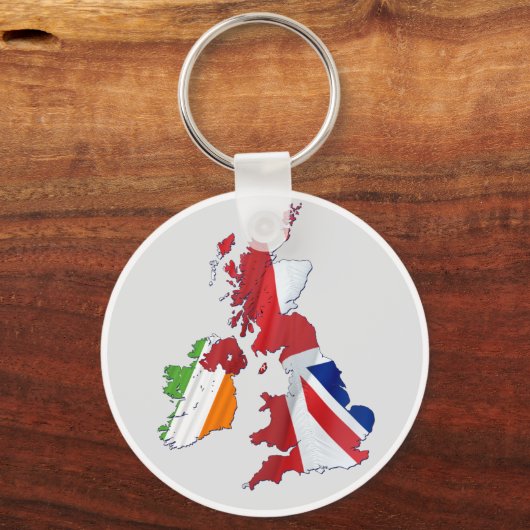 BRITISH ISLES MAP EN FLAGS KEY RING SLEUTELHANGER (Voorkant)