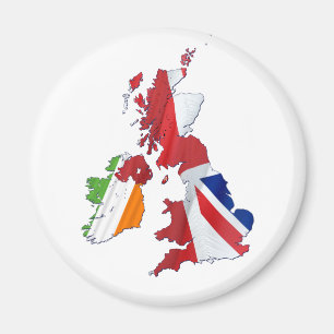 BRITISH ISLES MAP EN FLAGS MAGNEET
