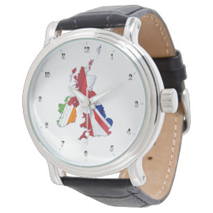 BRITISH ISLES MAP EN FLAGS WATS HORLOGE