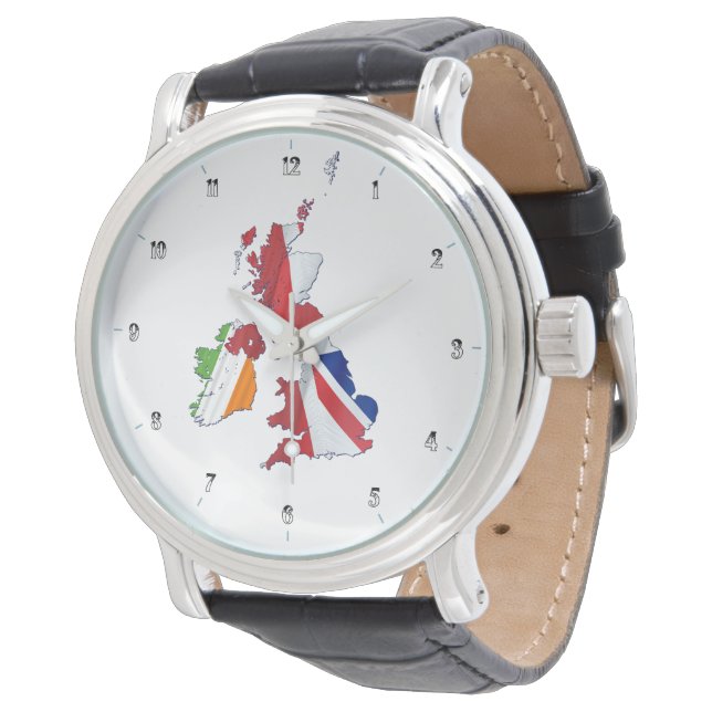 BRITISH ISLES MAP EN FLAGS WATS HORLOGE (Gekanteld)