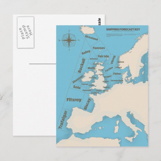 British Isles Shipping Forecast in kleur Briefkaart (Voorkant / Achterkant)