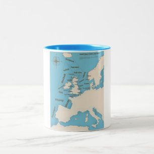 British Isles Shipping Forecast in kleur Tweekleurige Koffiemok