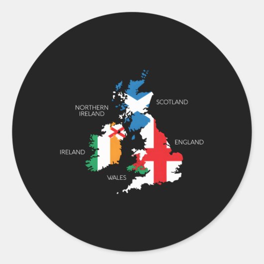 British Isles Zee Ireland Wales England Ronde Sticker (Voorkant)