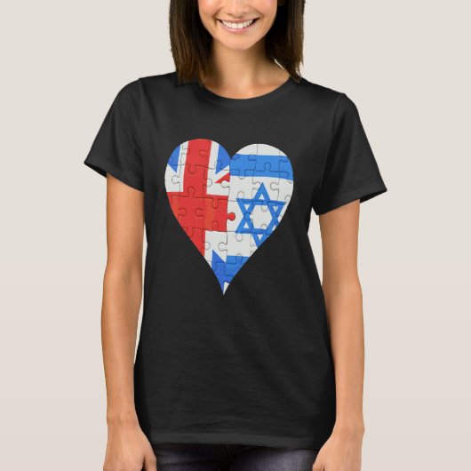 British Isreali Flag Heart T-shirt (Voorkant)