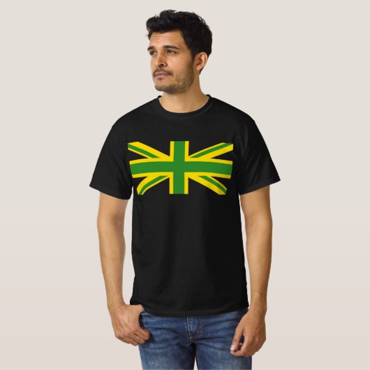 British - Jamaican Union Jack Flag T-shirt (Voorkant volledig)