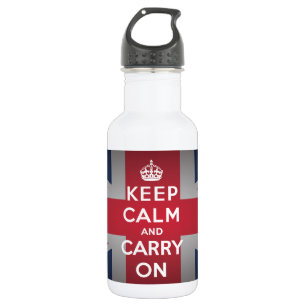 British Keep Calm Carry 32 oz. Waterfles