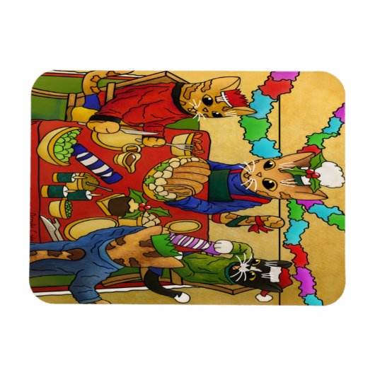 British Kerstdiner Cats Magnet Magneet (Horizontaal)
