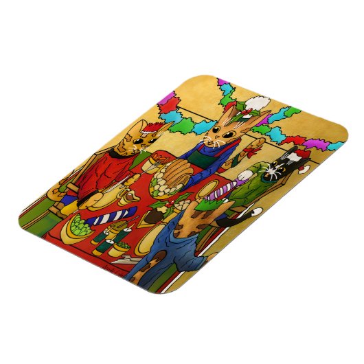 British Kerstdiner Cats Magnet Magneet (Linkerzijde)