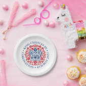 British King III Charles Memorabilia Coronation Papieren Bordje (Feest)