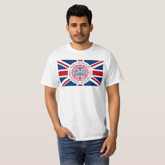 British King III Charles Memorabilia Emblem Mannen T-shirt (Voorkant volledig)