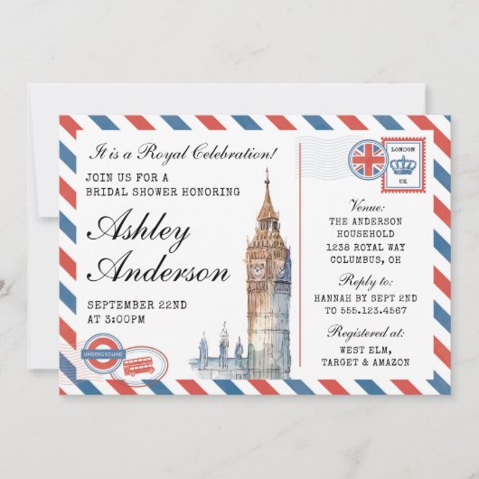 British London Bridal Shower Kaart (Voorkant)