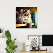 British Longhair Cat Poster (Thuiskantoor)