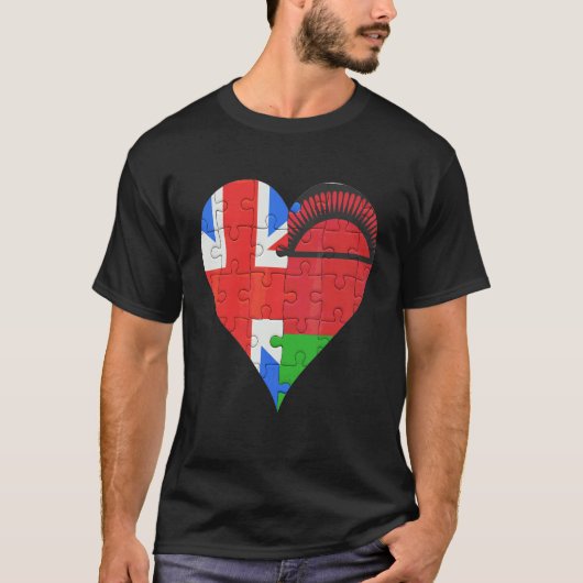 British Malawian Flag Heart T-shirt (Voorkant)