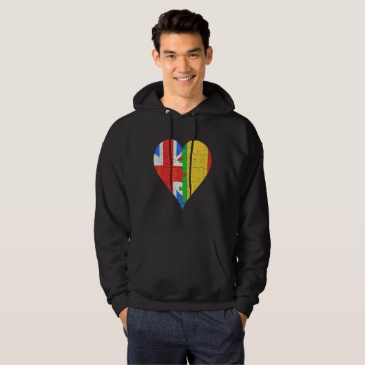 British Malian Flag Heart Hoodie (Voorkant volledig)