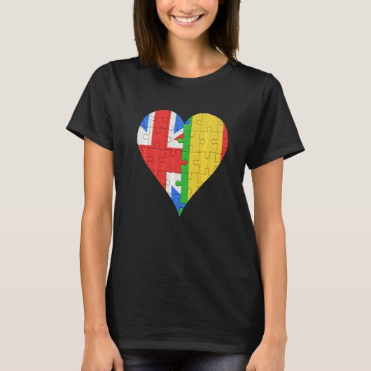 British Malian Flag Heart T-shirt (Voorkant)