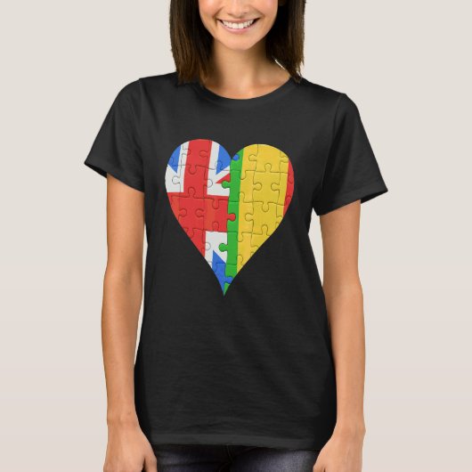 British Malian Flag Heart T-shirt (Voorkant)