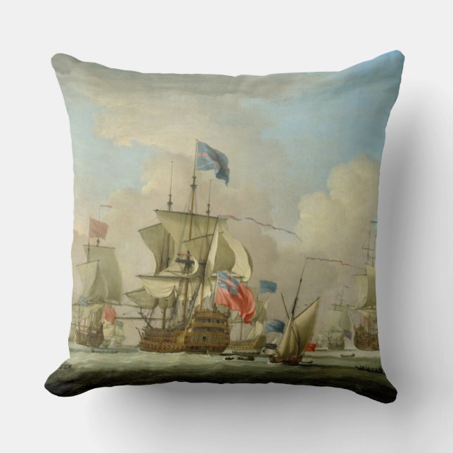 British Mannen-of-War and a Sloop, c.1720-30 (olie Kussen (Voorkant)