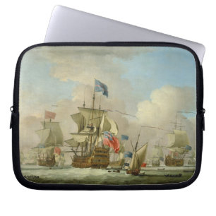 British Mannen-of-War and a Sloop, c.1720-30 (olie Laptop Sleeve