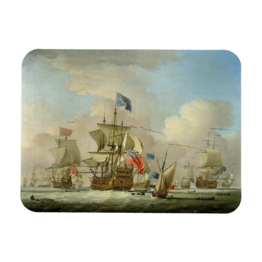 British Mannen-of-War and a Sloop, c.1720-30 (olie Magneet (Horizontaal)