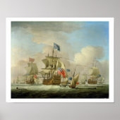 British Mannen-of-War and a Sloop, c.1720-30 (olie Poster (Voorkant)