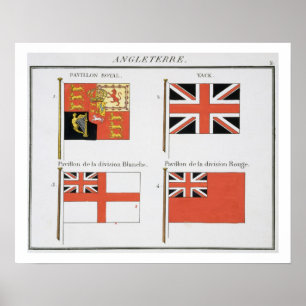 British Maritime Flags uit een Frans vlagboek Poster