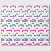 British Mini Cooper Hearts - Blue & Pink Cadeaupapier (Vlak)