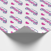 British Mini Cooper Hearts - Blue & Pink Cadeaupapier (Hoek)