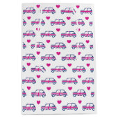 British Mini Cooper Hearts - Blue & Pink Medium Cadeauzakje (Voorkant)