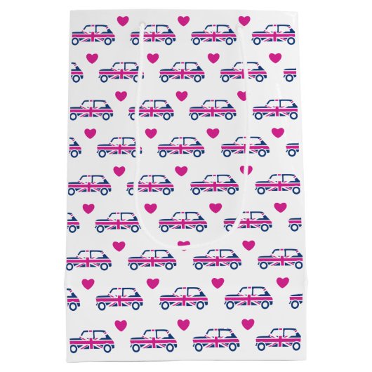 British Mini Cooper Hearts - Blue & Pink Medium Cadeauzakje (Achterkant)