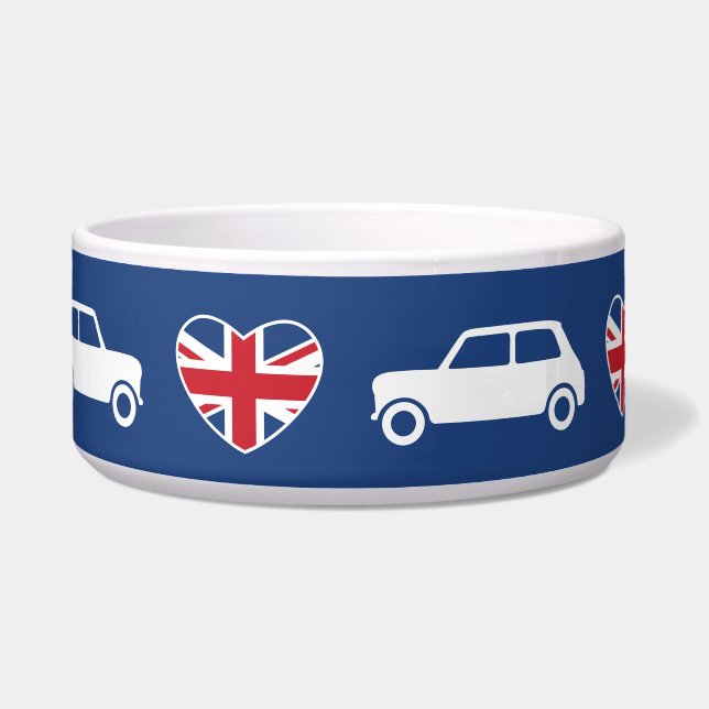 British Mini Cooper Hearts - Blue Voerbakje (Voorkant)