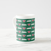 British Mini Cooper Hearts - Green Bone China Mok