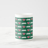 British Mini Cooper Hearts - Green Bone China Mok (Voorkant)