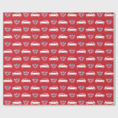 British Mini Cooper Hearts - Red Wrapping Paper Cadeaupapier (Vlak)