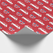 British Mini Cooper Hearts - Red Wrapping Paper Cadeaupapier (Hoek)