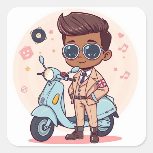 British Mod Vierkante Sticker (Voorkant)