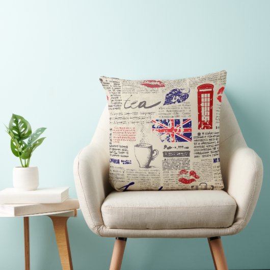 British newspaper pattern kussen (Stoel)