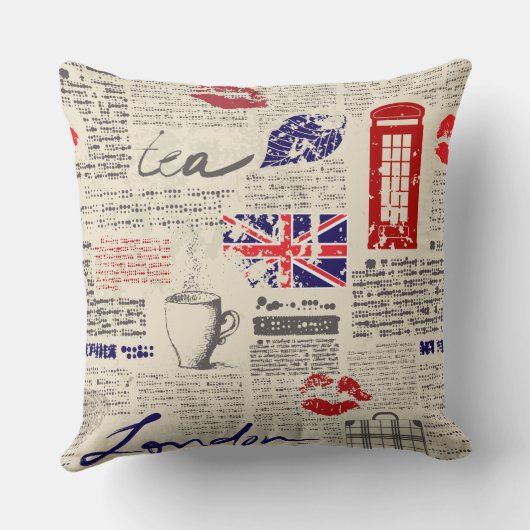 British newspaper pattern kussen (Achterkant)