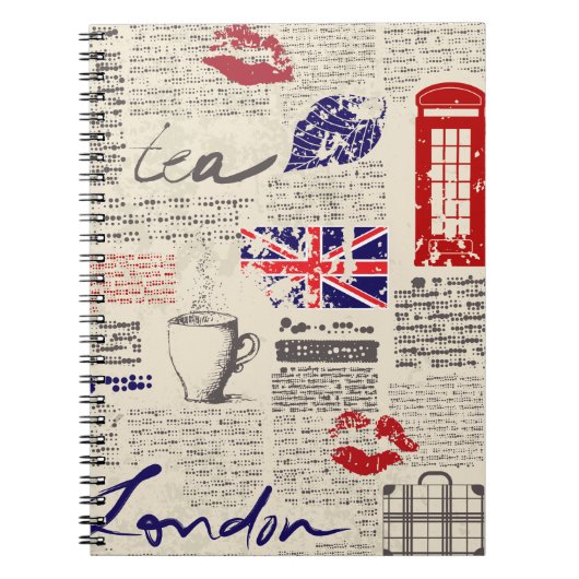 British newspaper pattern notitieboek (Voorkant)