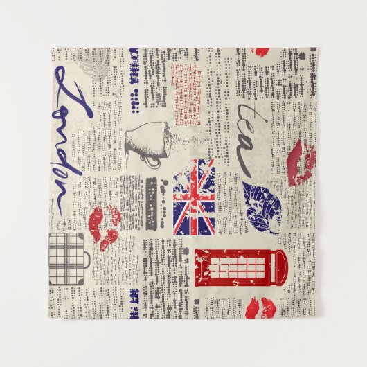 British newspaper pattern wandkleed (Voorkant (horizontaal))