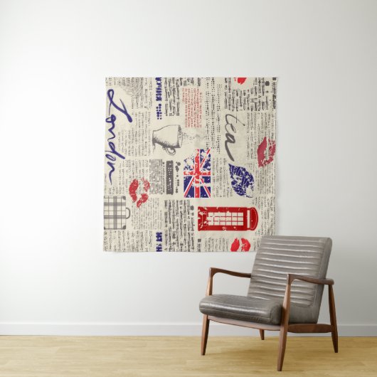 British newspaper pattern wandkleed (In Situ (horizontaal))
