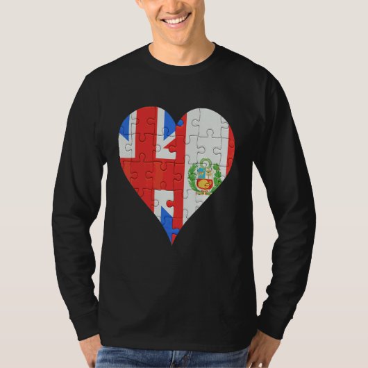 British Peruvian Flag Heart T-shirt (Voorkant)