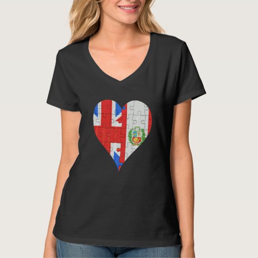 British Peruvian Flag Heart T-shirt (Voorkant)