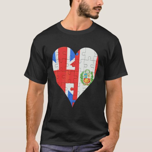 British Peruvian Flag Heart T-shirt (Voorkant)
