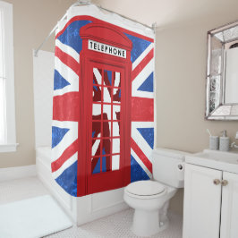 British Phone Booth Douchegordijn