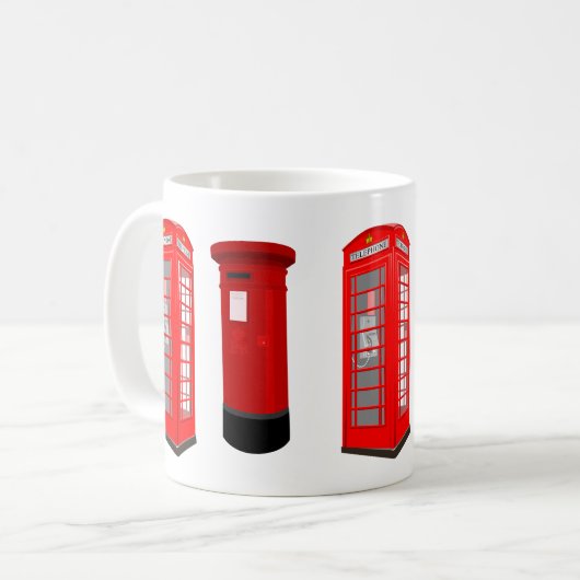 British Phone Booth & Post Box Mug Koffiemok (Voorkant links)