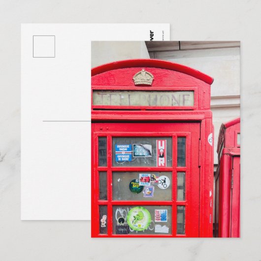 British Phone Box Briefkaart, London England Postc Briefkaart (Voorkant / Achterkant)