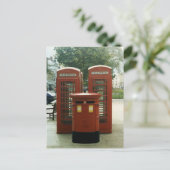 British Pillar Box en telefoonkiosken Briefkaart (Staand voorkant)