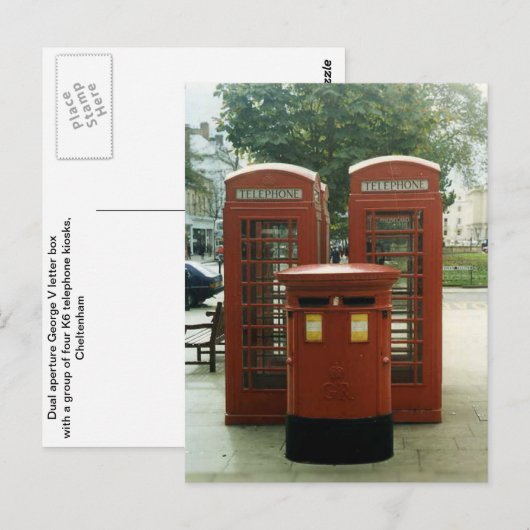 British Pillar Box en telefoonkiosken Briefkaart (Voorkant / Achterkant)